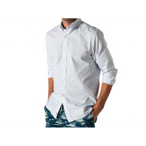 DUCK HEAD collins stripe cotton oxford sport shirt in light blue