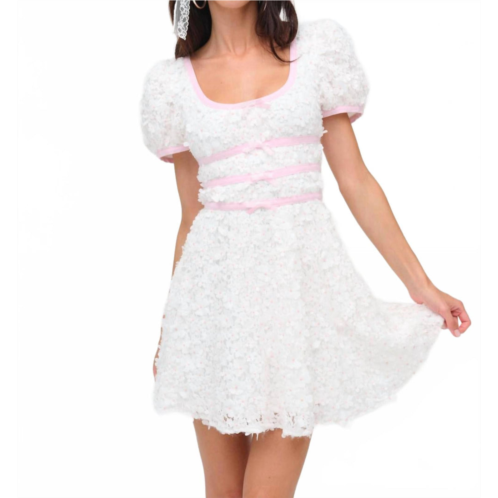 For Love & Lemons stacked blossom lace mini dress in white
