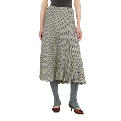 Diesel midi skirt in seersucker-effect check