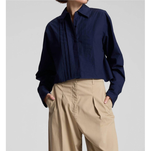 A.L.C. cam cropped tux top in navy blue