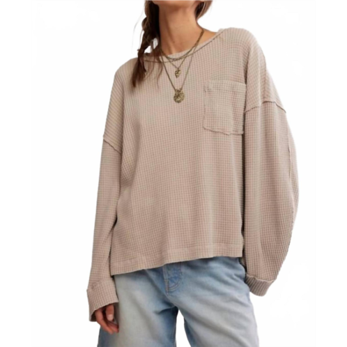 Free People dawson pocket thermal sweater in smooth stone