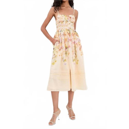 En Saison kacey midi dress in ivory floral multi