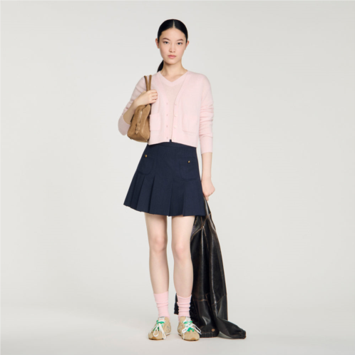 Sandro cropped cashmere wool cardigan