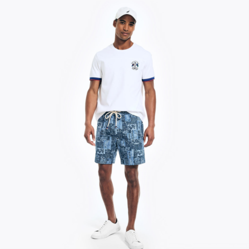 Nautica mens 7 pull-on printed boardwalk short