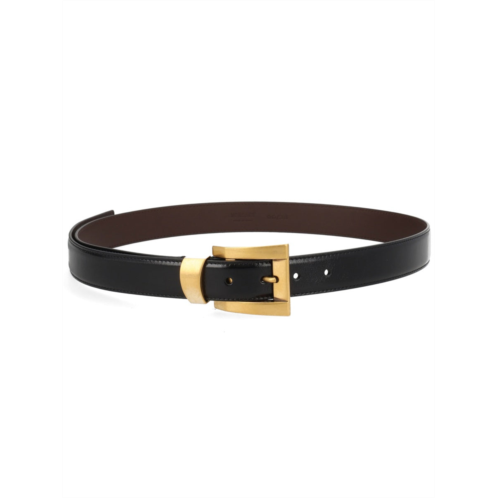 VERSACE black gold rectangular buckle leather belt