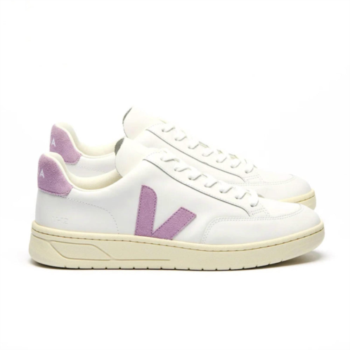 VEJA womens v-12 leather sneakers in extra-white orchid