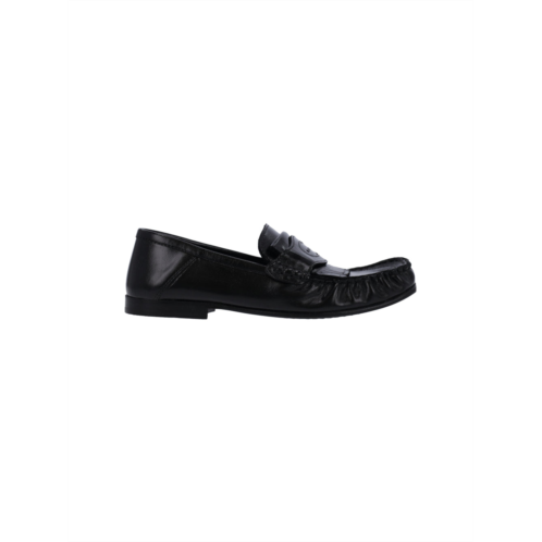 MARNI black polished leather moccasin flats