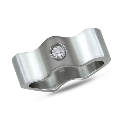 Mimi & Max 4mm cubic zirconia stainless steel ring