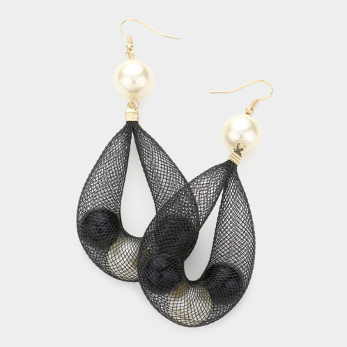 FASHNZFAB mesh tube pearl drop earrings