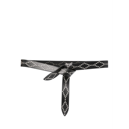 Isabel Marant black leather belt with decorative silver studs