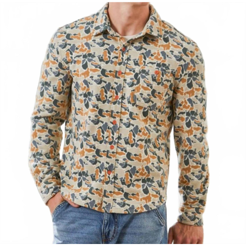 Simply Southern deer camo brushed fleece shacket in beige
