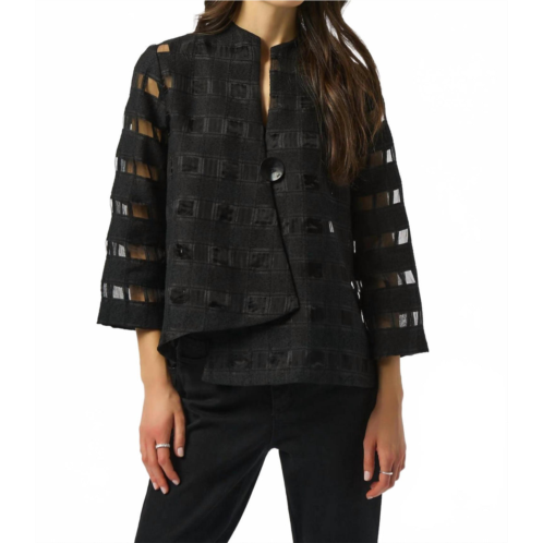 Joseph Ribkoff checkered sheer swing jacket in black