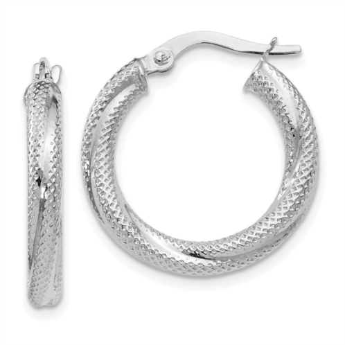 Diamond2Deal 10k white gold round shape hinged hoop earrings