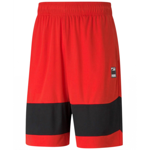 Puma mens ultimate regular fit moisture wicking colorblocked shorts in red