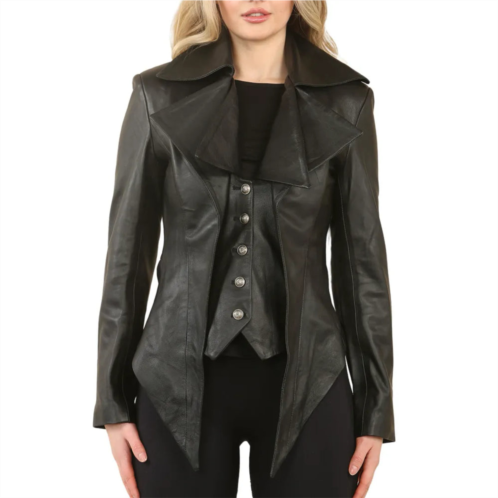 TruClothing gothic mid-length edwardian leather jacket