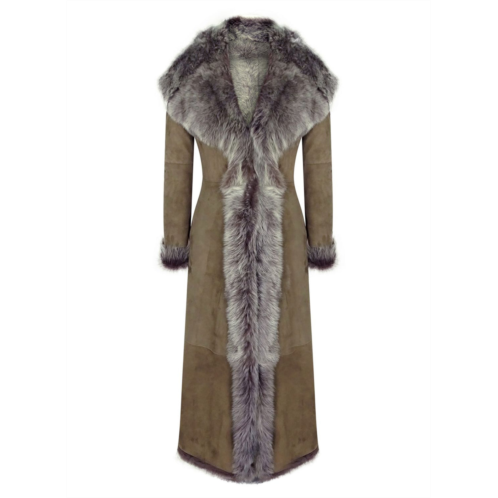 TruClothing full length hood suede toscana sheepskin trench coat