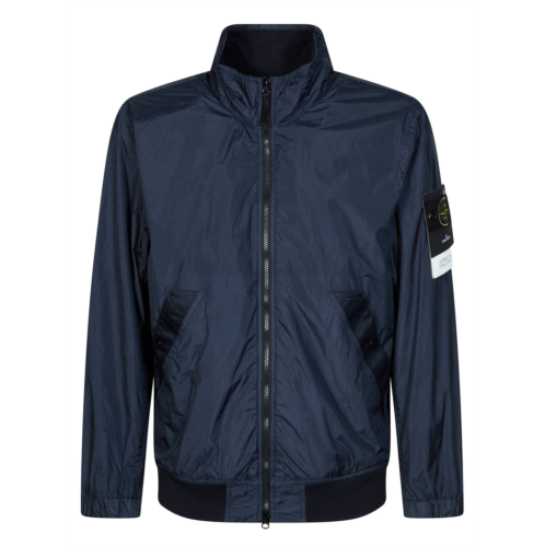 STONE ISLAND dark navy lightweight crinkled jacket