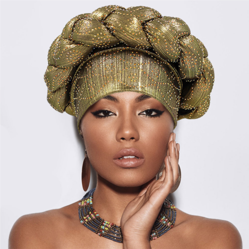 FASHNZFAB bling studded braided turban hat