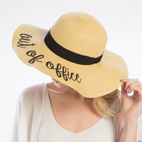 FASHNZFAB out of office embroidery straw floppy sun hat