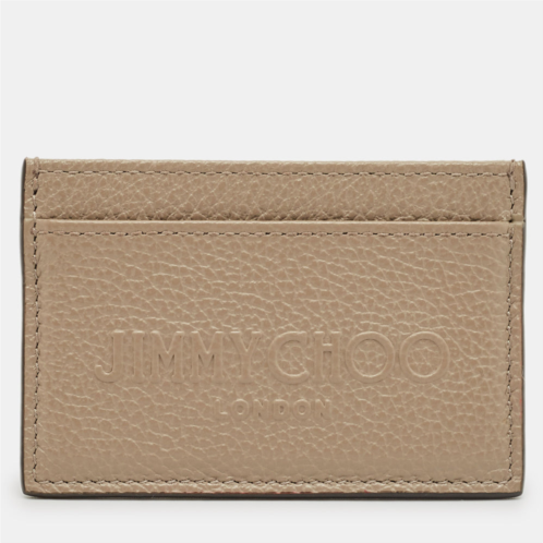 Jimmy Choo beige leather logo embossed card holder