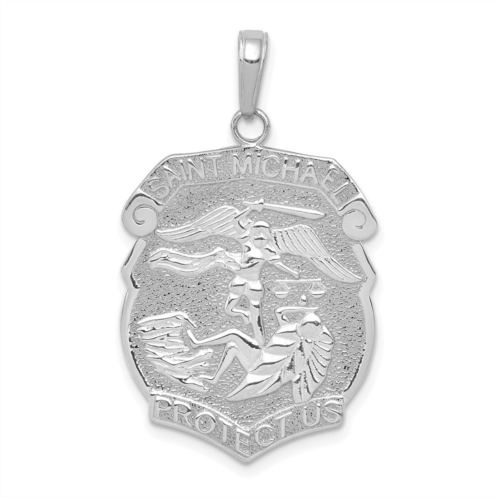 Diamond2Deal 14k white gold solid large saint michael protect us medal badge pendant