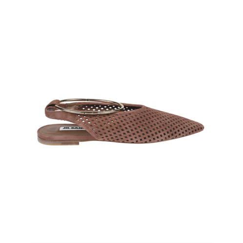JIL SANDER pointed-toe slingback flats with perforated design