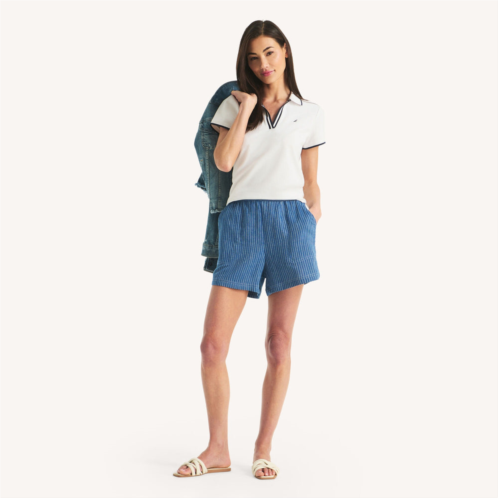 Nautica womens striped crinkle pull-on short