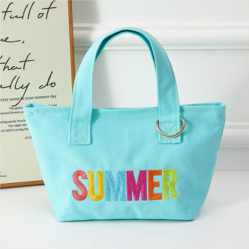 FASHNZFAB summer letter embroidered small canvas tote bag