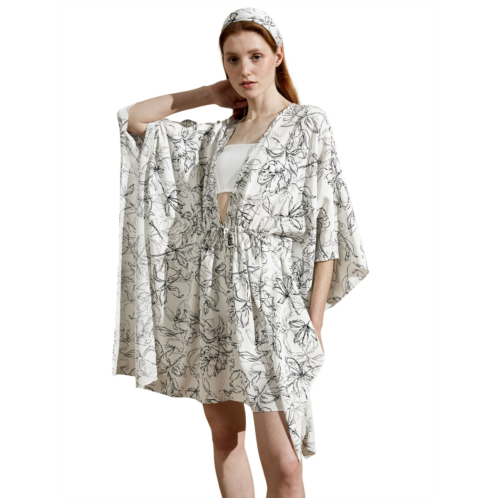 LILYSILK floral sketch silk cardigan for women