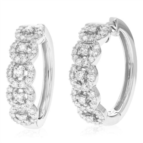 Vir Jewels 1 cttw lab grown diamond hoops earrings in sterling silver with hidden post for women