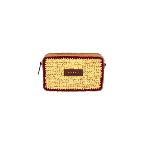 MARNI woven wool shoulder bag with zip closure and removable strap
