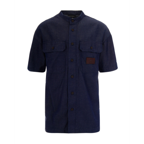 EMPORIO ARMANI casual chambray shirt with guru collar and flap pockets