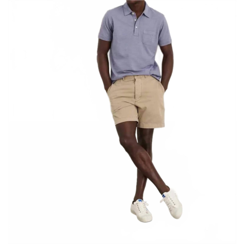 ALEX MILL flat front vintage wash short in faded khaki