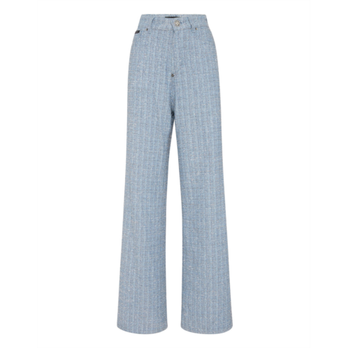 PHILIPP PLEIN tweed denim trousers skater fit