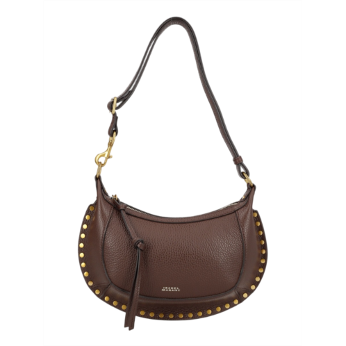 ISABEL MARANT brown metallic studded cow leather shoulder bag