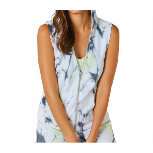 French kyss womens marble wash hooded vest in lime