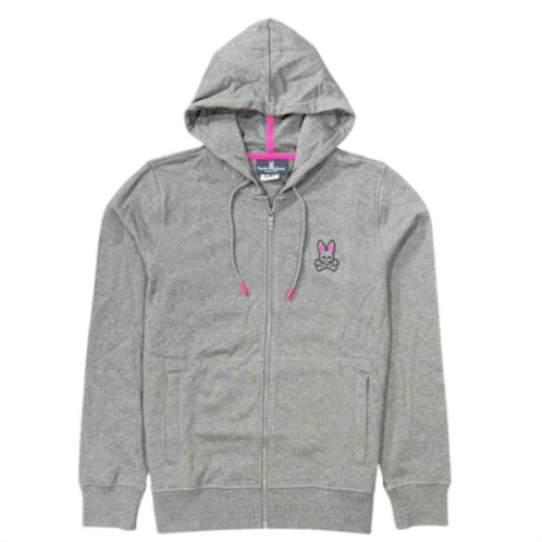 Psycho Bunny mens drake full zip hoodie in heather storm
