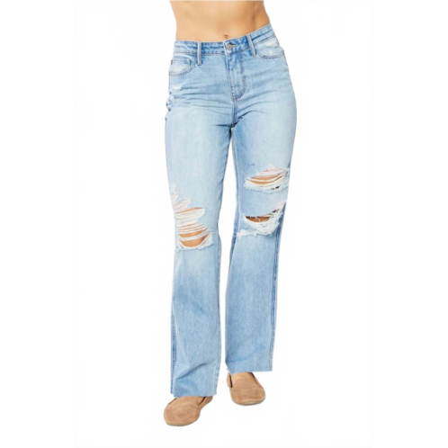 Judy Blue high waist rigid magic 90s destroy straight jeans in light wash