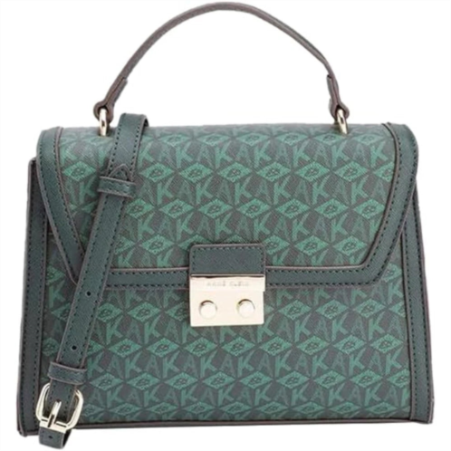 anne klein satchel bag womens evergreen logo print top handle handbag frog399