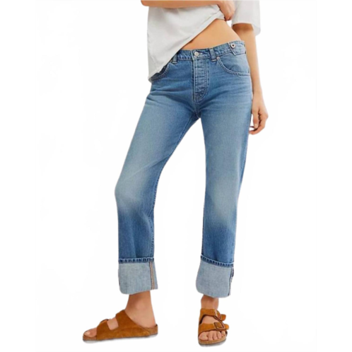Free People slim shade selvedge cuff jeans in true blue