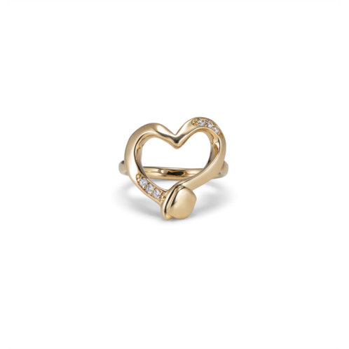 UNOde50 gold plated metal alloy heart ring with 7 white topaz set in a gold plated alloy