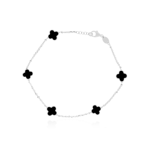 The Lovery mini onyx clover bracelet white gold