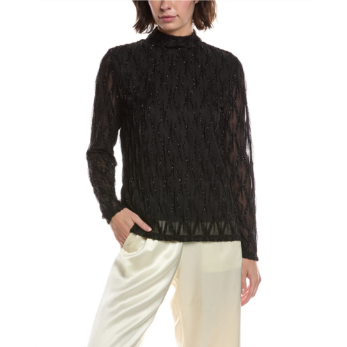 Anne Klein zip back mock turtleneck top