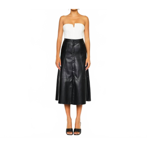KanCan high rise leather midi skirt in black