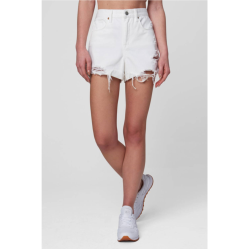 BLANKNYC head in the clouds hi waist cut off denim jean shorts in white