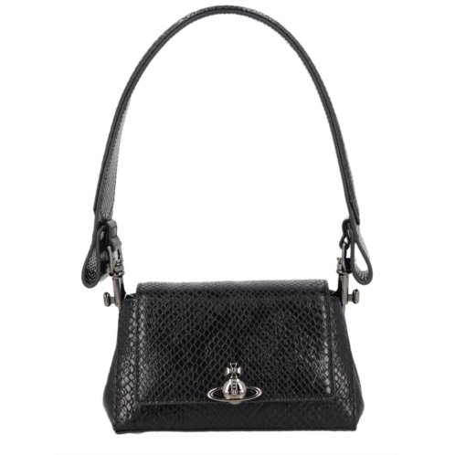 VIVIENNE WESTWOOD neutrals hazel snakeskin textured calf leather shoulder bag