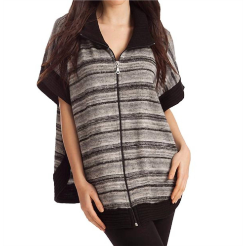 French kyss penelope zip-up poncho in black multi