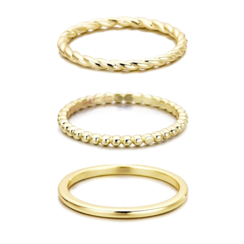 Adornia 14k yellow gold plated thin stacking band set
