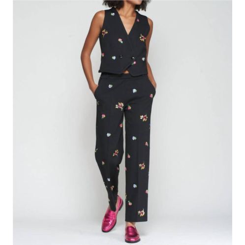 Vilagallo aberturas suit pants in black floral