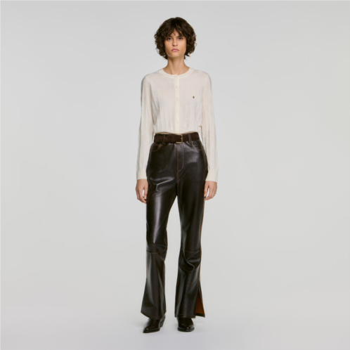 Sandro cropped check stitch cardigan